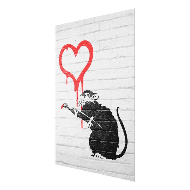 Tableaux en verre magnétique Love Rat - Brandalised ft. Graffiti by Banksy