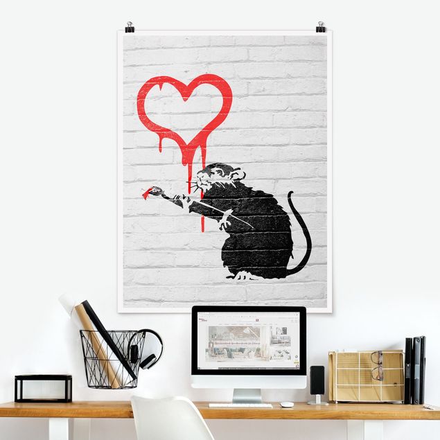 Posters en noir et blanc Love Rat - Brandalised ft. Graffiti by Banksy