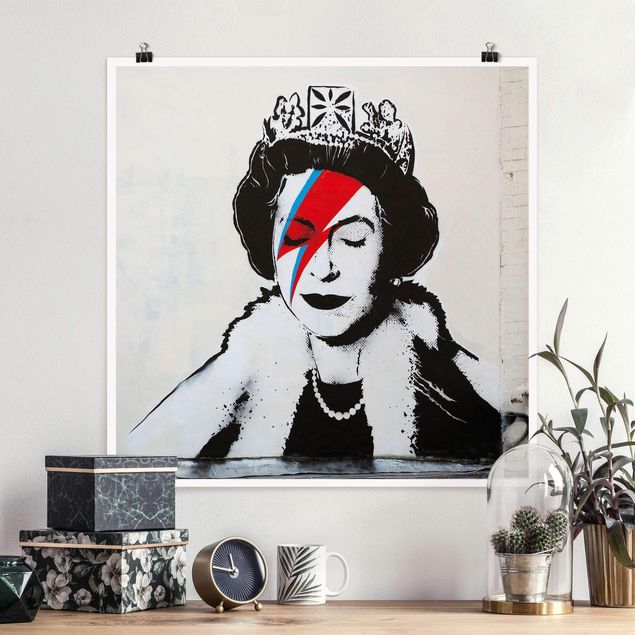 Posters en noir et blanc Queen Lizzie Stardust - Brandalised ft. Graffiti by Banksy