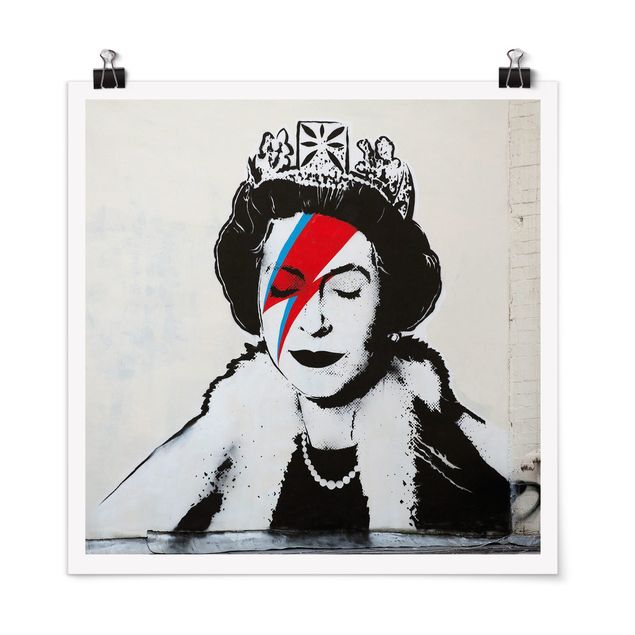 Tableaux noir et blanc Queen Lizzie Stardust - Brandalised ft. Graffiti by Banksy