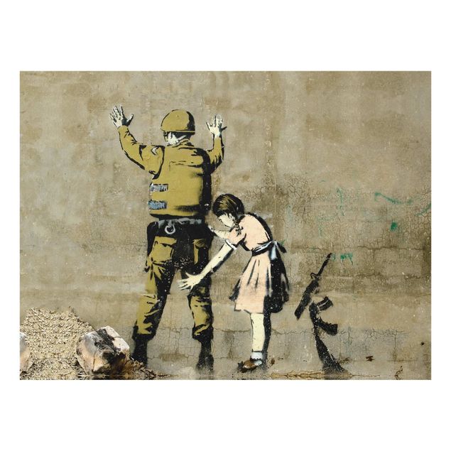 Tableaux en verre magnétique Girl Frisking Soldier - Brandalised ft. Graffiti by Banksy