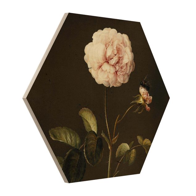 tableaux floraux Barbara Regina Dietzsch - French Rose with Bumblebee