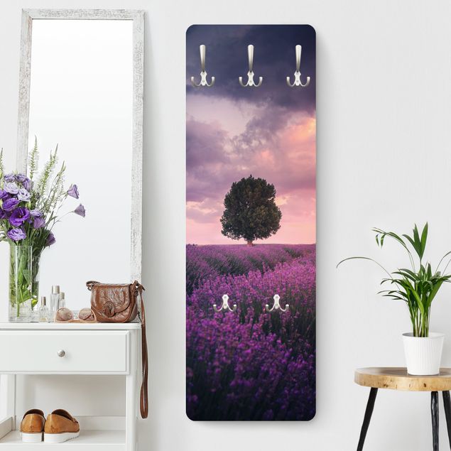 Porte-manteaux muraux avec fleurs Tree in a lavender field