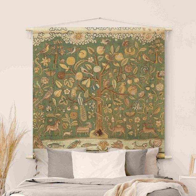 Déco mur cuisine Tree With Animals In Textile Look