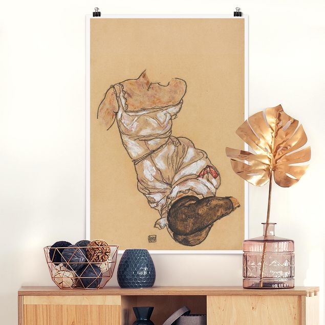Déco mur cuisine Egon Schiele - Torse de femme en sous-vêtements et bas noirs