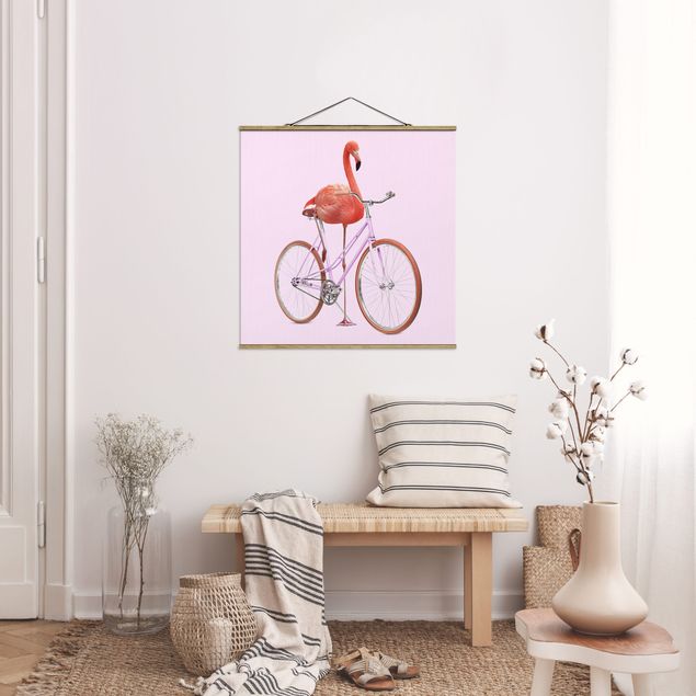 Tableaux moderne Flamant avec bicyclette