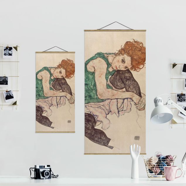 Tableaux reproduction Egon Schiele - Femme assise avec un genou en l'air