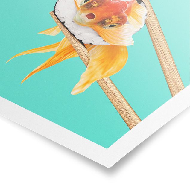 Tableau fleurs Sushi avec poisson rouge