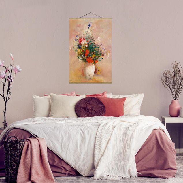 Tableaux coquelicots Odilon Redon - Vase avec fleurs (fond rose)