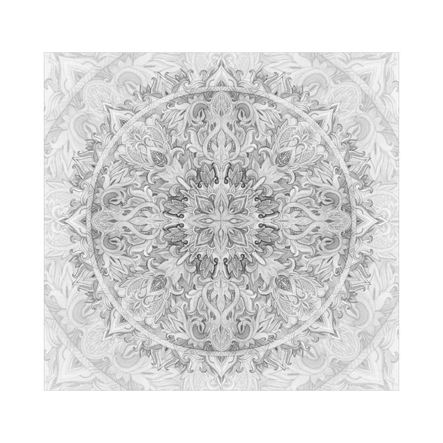 Revêtement mural de douche - Mandala Watercolour Ornament Pattern Black And White