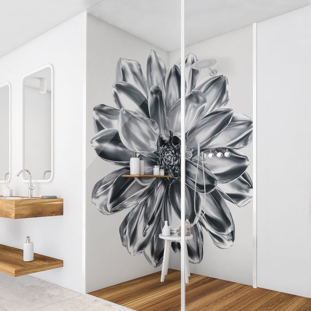 Revêtement mural de douche - Dahlia Flower Silver Metallic