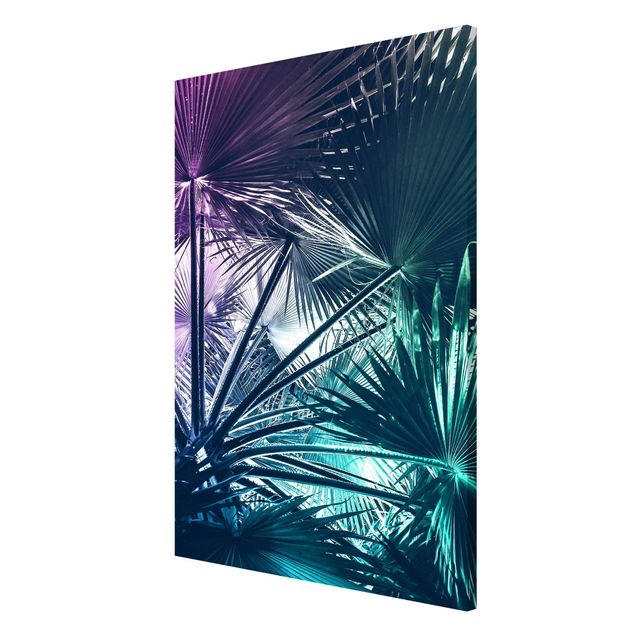 Tableaux magnétiques avec fleurs Plantes Tropicales Palmiers Feuille En Turquoise IIl