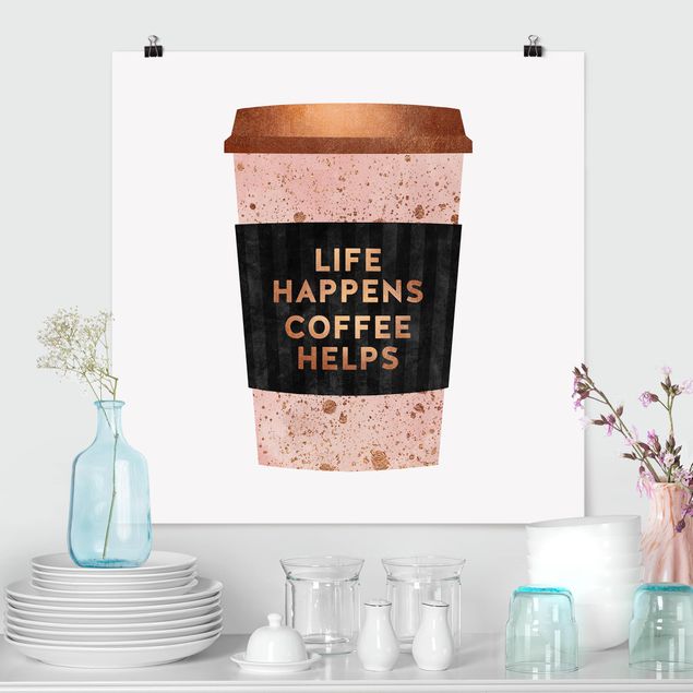 Tableau moderne Life Happens Coffee Helps or