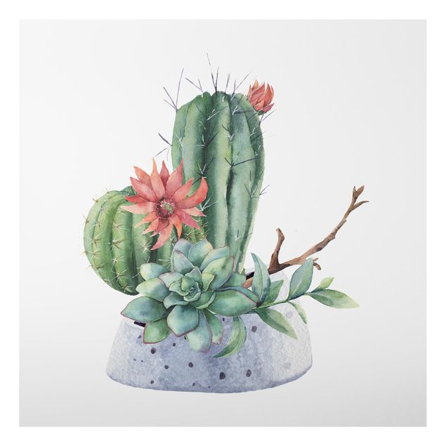 Tableaux modernes Illustration de cactus à l'aquarelle