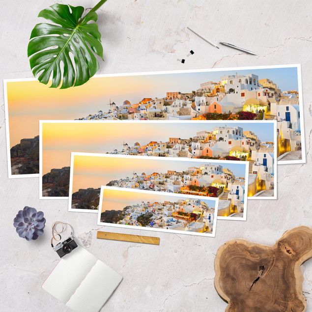 Poster panoramique architecture & skyline - Bright Santorini