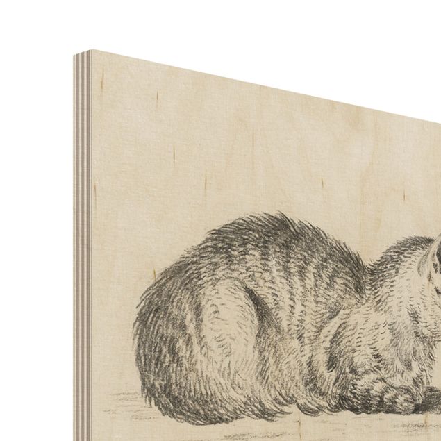 Impression sur bois - Vintage Drawing Cat I
