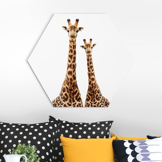 Déco chambre bébé Portait de deux girafes