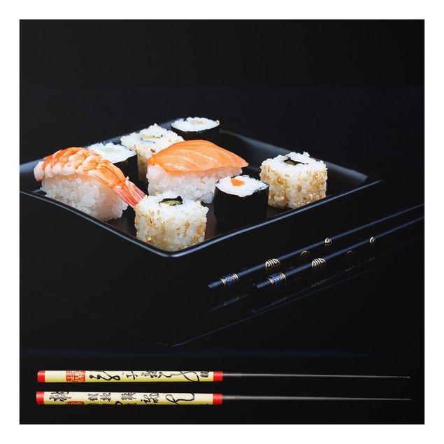 Fonds de hotte - Sushi With Chop Sticks Black