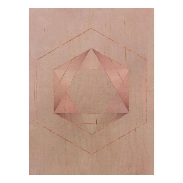 Tableaux de Andrea Haase Géométrie en rose et or I