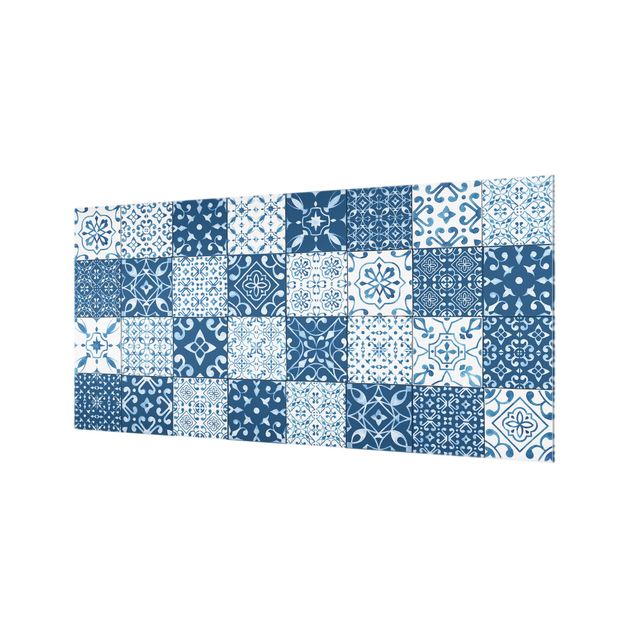 Fond de hotte - Tile Pattern Mix Blue White