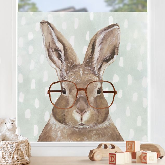 Stickers fenêtre animaux Animaux à lunettes - Lapin