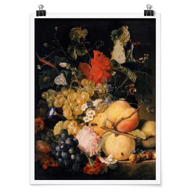 Tableaux fleurs Jan van Huysum - Fruits, fleurs et insectes