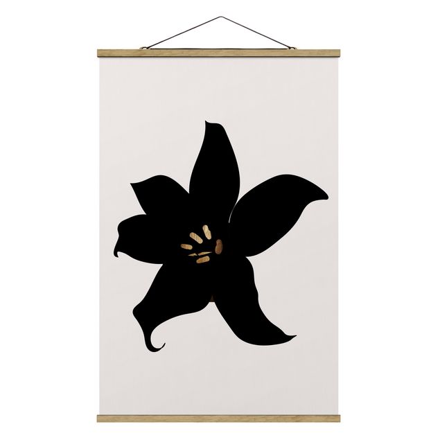 Tableaux moderne Monde végétal graphique - Orchidée noire et or