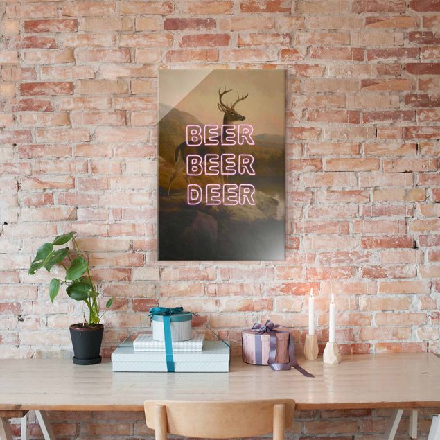 Tableaux en verre citations Beer Beer Deer