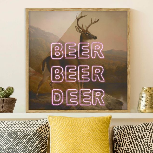 Tableau cerfs Beer Beer Deer