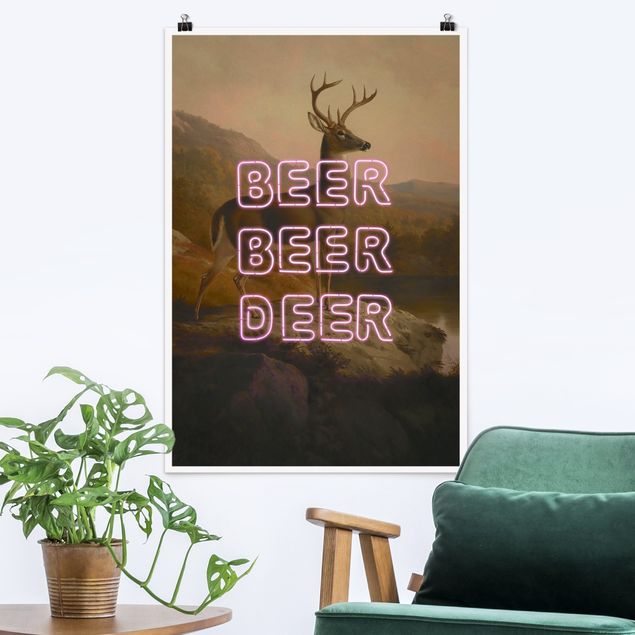 Tableau cerfs Beer Beer Deer