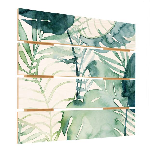 Impression sur bois - Palm Fronds In Water Color II