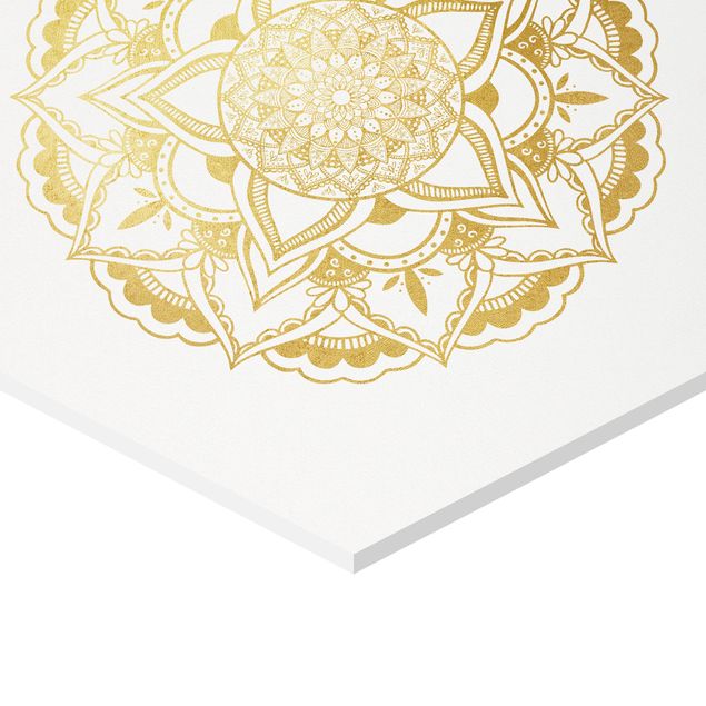 Tableau décoration Mandala Fleur Soleil Illustration Set Or