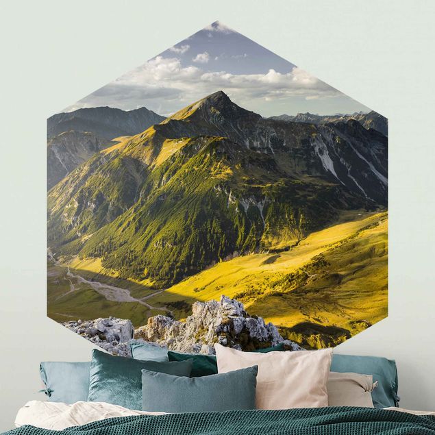 Papier peint montagnes Montagnes et vallée des Alpes Lechtal au Tyrol