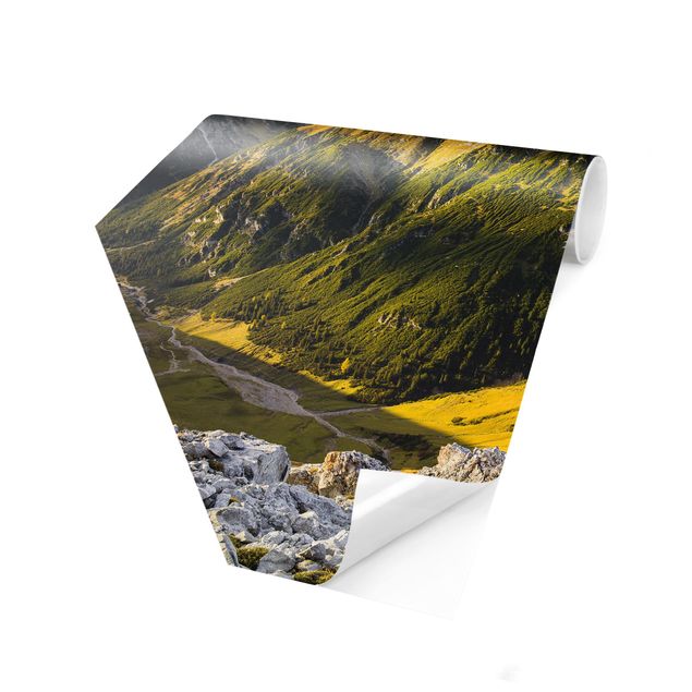 Papier peint panoramique paysage Montagnes et vallée des Alpes Lechtal au Tyrol