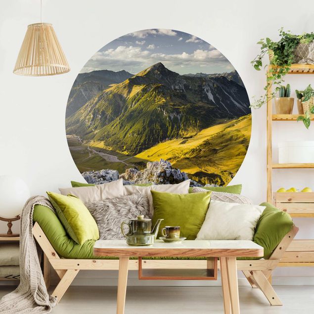 Papier peint montagne Montagnes et vallée des Alpes Lechtal au Tyrol