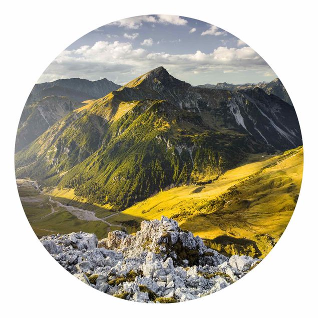 Papier peint moderne Montagnes et vallée des Alpes Lechtal au Tyrol