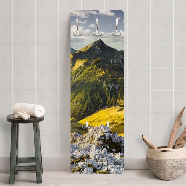 Porte-manteaux muraux avec paysage Montagnes et vallée des Alpes Lechtal au Tyrol