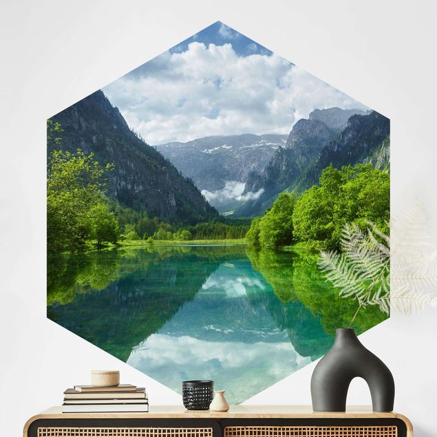 Déco murale cuisine Lac de montagne avec reflet de l'eau