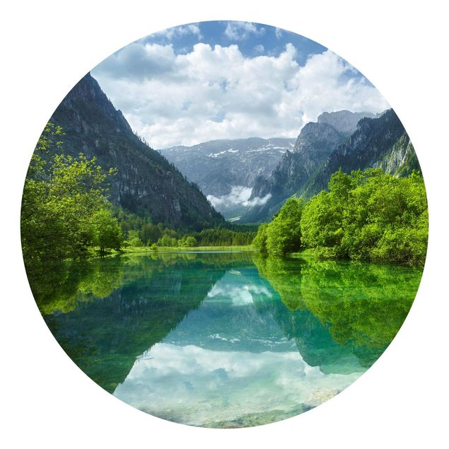 Papier peint moderne Lac de montagne avec reflet de l'eau
