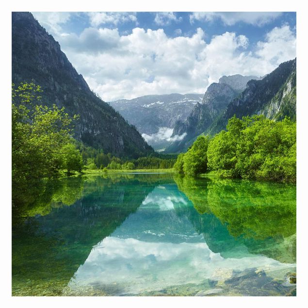 Papier peint paysage Lac de montagne avec reflet de l'eau