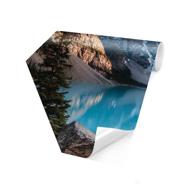 Papier peint panoramique hexagonal Lac de montagne