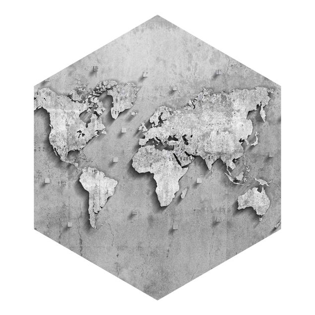 Papier peint panoramique Carte du monde en béton
