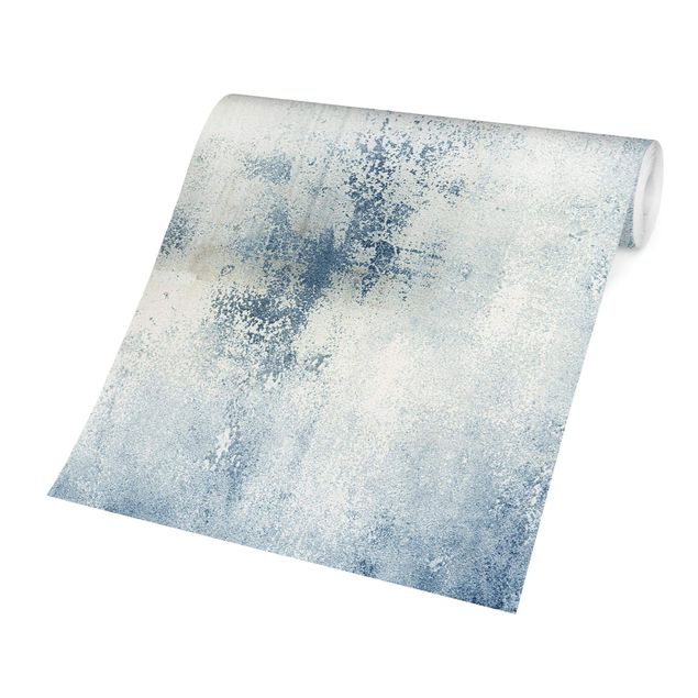 Papiers peints bleu Mur en béton peint en plâtre bleu