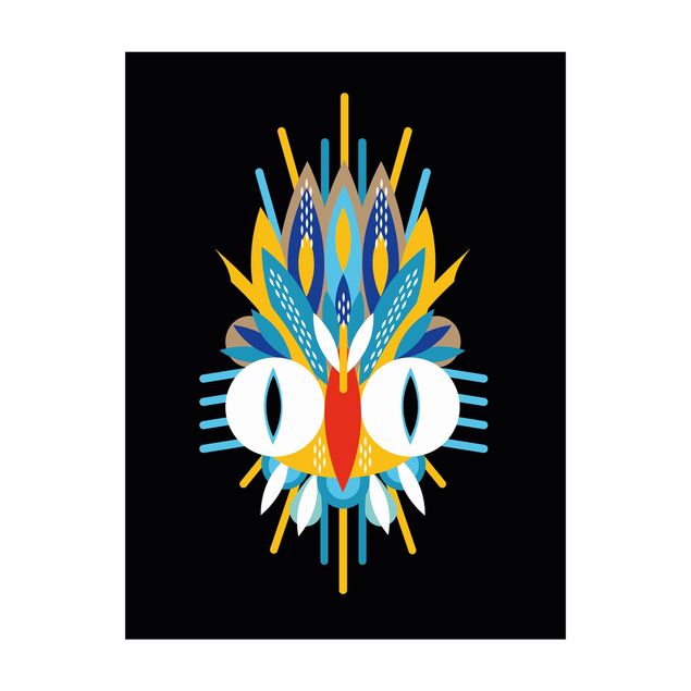 tapis multicolore Collage masque ethnique - Plumes d'oiseaux