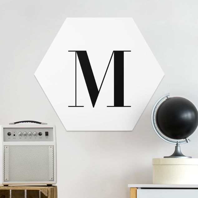Tableau moderne Lettre Serif Blanc M