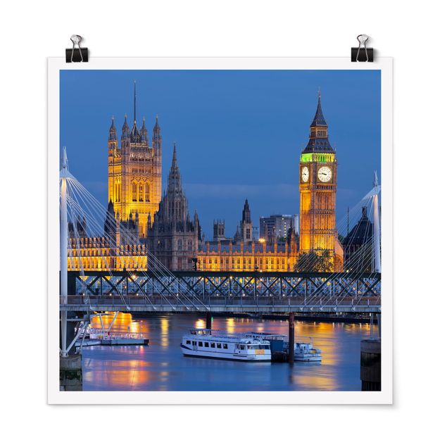 Tableaux modernes Big Ben et Palais de Westminster à Londres la nuit