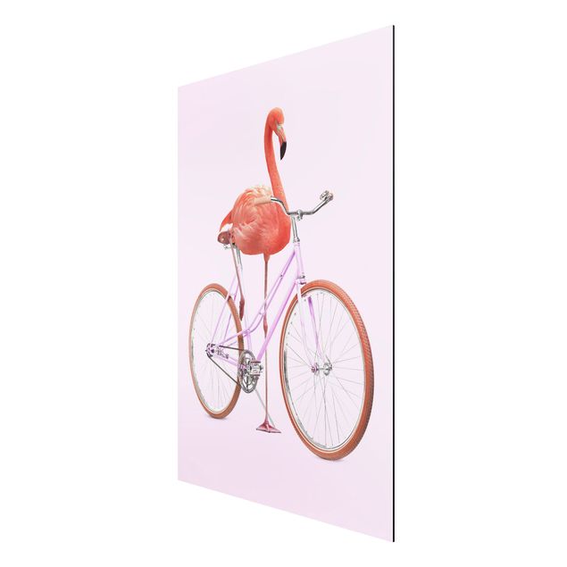 Tableaux animaux Flamant avec bicyclette