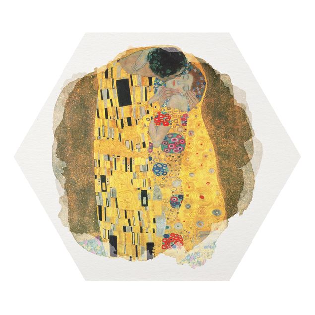Tableau portrait Aquarelles - Gustav Klimt - Le baiser