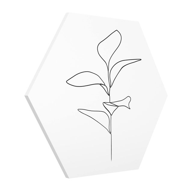 Tableaux fleurs Line Art Feuilles de plantes Noir et Blanc