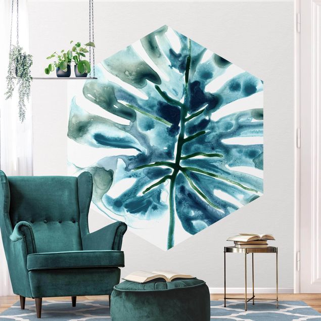 Papier peint floral Bijou Bleu Tropical